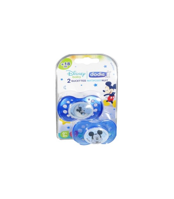 Dodie Sucette Silicone Duo Nuit Mickey Plus de 18 Mois